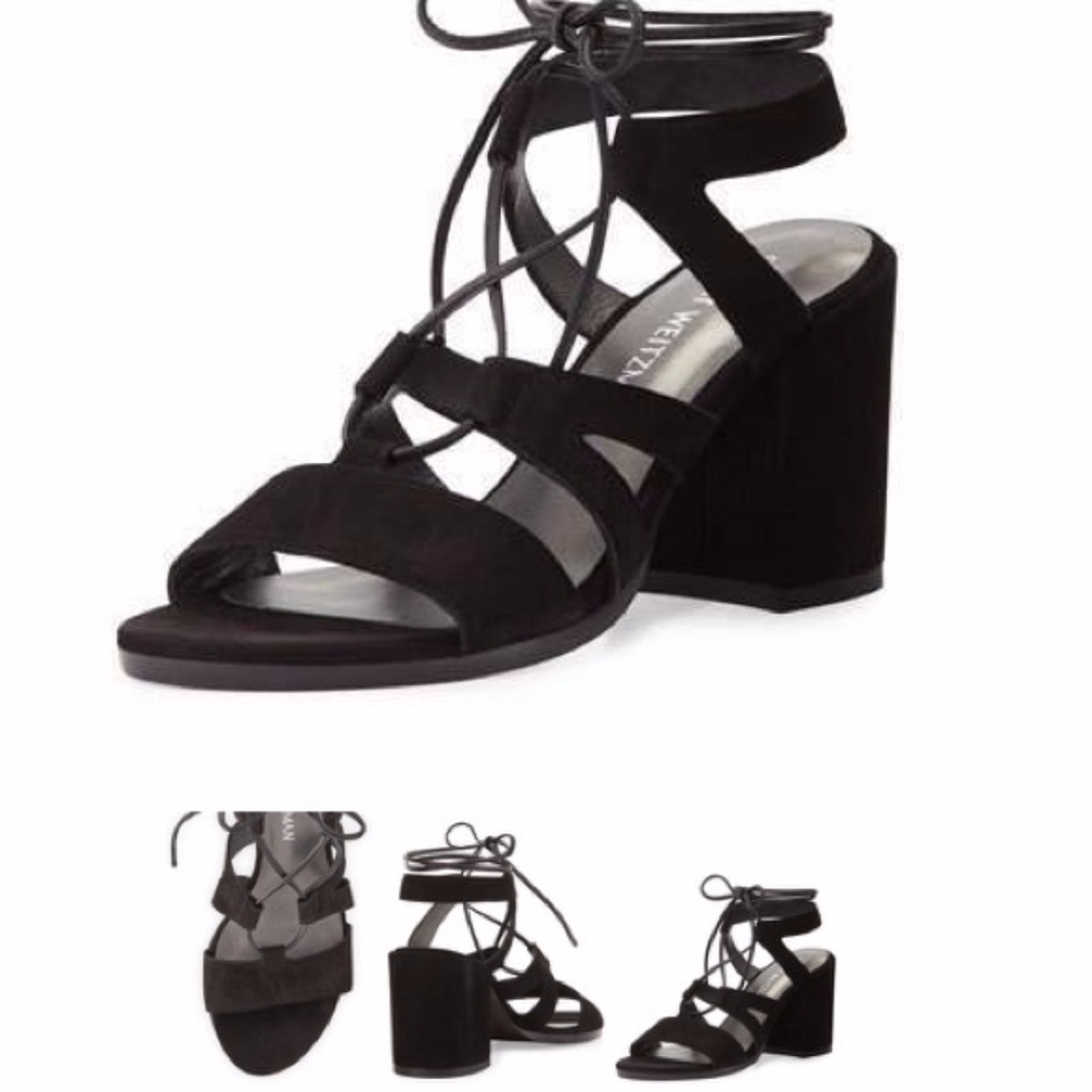 Stuart Weitzman Lace Up Block Heel Tie Big Girl